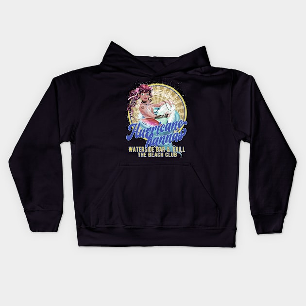 Hurricane Hannas Waterside Bar & Grill Beach Club Kids Hoodie by Joaddo